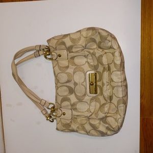 Coach Vintage gold fabric handbag.